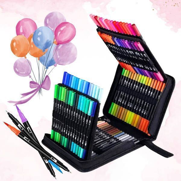 Акварельні Dual Brush 120 штук, Художні маркери із сумкою для малювання 3152 фото